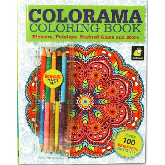 5/$25 - Colorama Coloring Book with 6 Double-sided Colored Pencils - Picture 1 of 4
